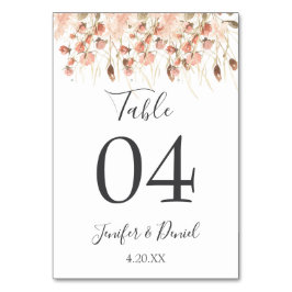 Numéro De Table Boho séché aquarelle Mariage floral