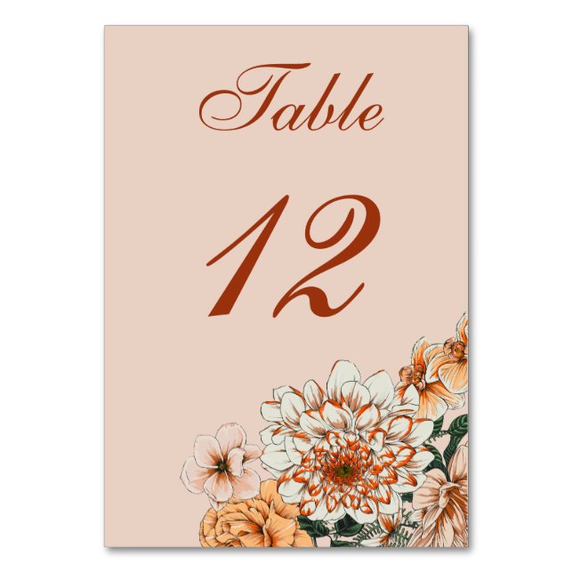 Numéro De Table Boho Terracotta Sage Fall Floral Mariage (Par défaut)