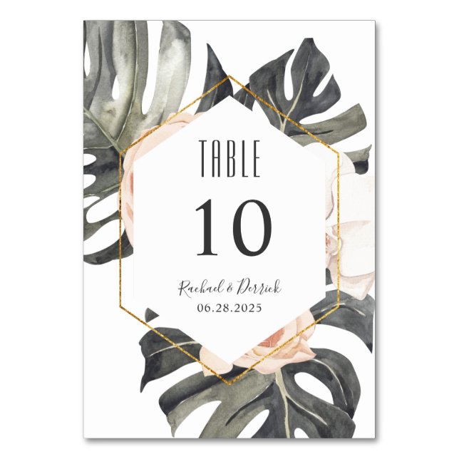 Numéro De Table Boho Tropical Floral Mariage ou Banquet (Par défaut)