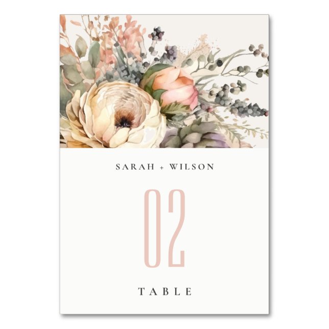 Numéro De Table Boho Watercolor Automne Automne Floral Bunal Maria (Par défaut)