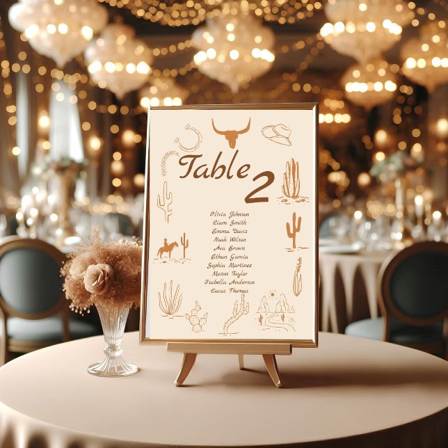 Numéro De Table Boho Western Cowboy Mariage d'illustration (Créateur téléchargé)