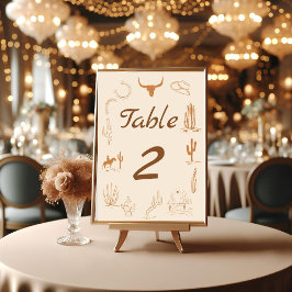 Numéro De Table Boho Western Cowboy Mariage d'illustration