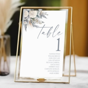Numéro De Table Boho White Rose Floral Mariage Jardin