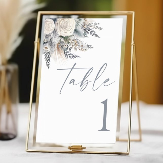 Numéro De Table Boho White Rose Floral Mariage Jardin (Créateur téléchargé)