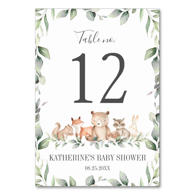 Numéro De Table Bois Animaux Végétation Baby shower d'anniversaire (Par défaut)