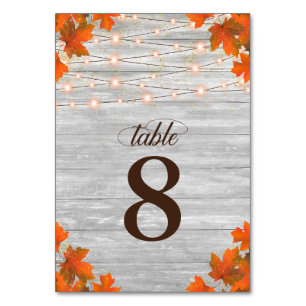 Numéro De Table Bois rustique Feuilles de chevalets Mariage