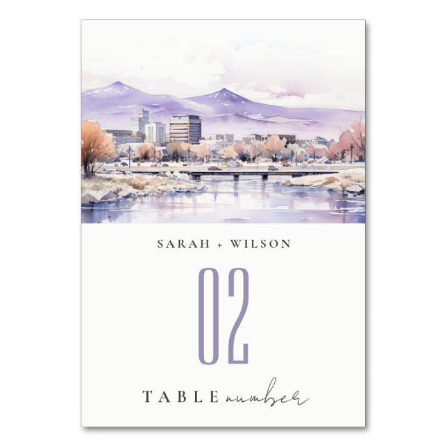 Numéro De Table Boise, Idaho Watercolor Landscape Wedding (Par défaut)