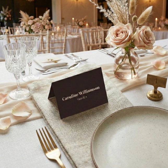 Numéro De Table Bold Brown Typography Custom Wedding Place Card (Créateur téléchargé)