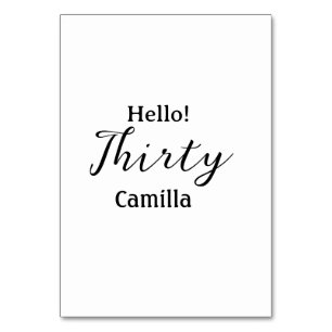 Numéro De Table Bonjour trente anniversaire nom simple minimal élé