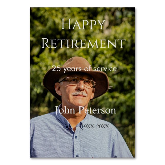 Numéro De Table Bonne retraite photo nom année de service (Par défaut)