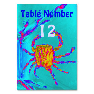 Numéro De Table Bord de mer du crabe cool
