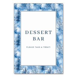 Numéro De Table Bordure d'arbre d'hiver bleu fantaisiste