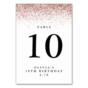 Numéro De Table Bordure de parties scintillant, Rose or et blanc P
