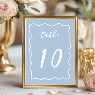 Numéro De Table Bordure en coquille à festons bleu poussiéreux et 
