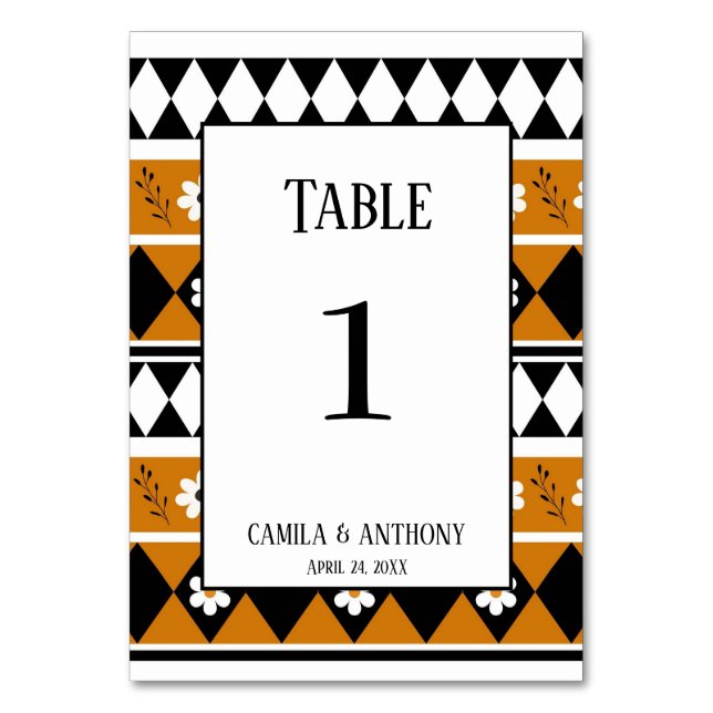 Numéro De Table Bordure Fleur Diamant Boho Motif Floral (Dos)