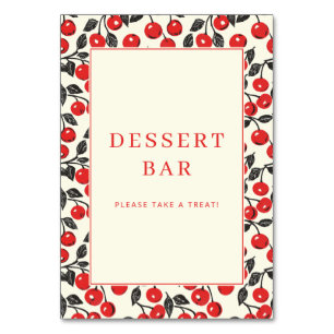 Numéro De Table Bordure Rouge Cerise Joyeuse