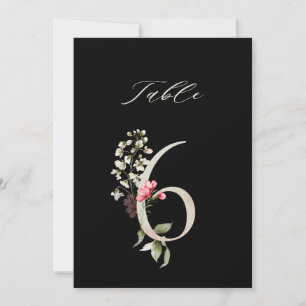 Numéro de table botanique floral 5x7 n°6, numéro d