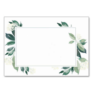 Numéro De Table Botanique verte feuillue à l'aquarelle