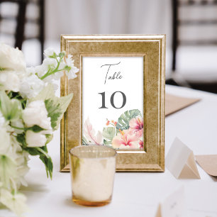 Numéro De Table Botaniques tropicales Hibiscus Mariage floral