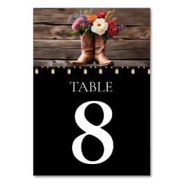 Numéro De Table Bottes Western Cowboy Floral Elegant Mason Jar