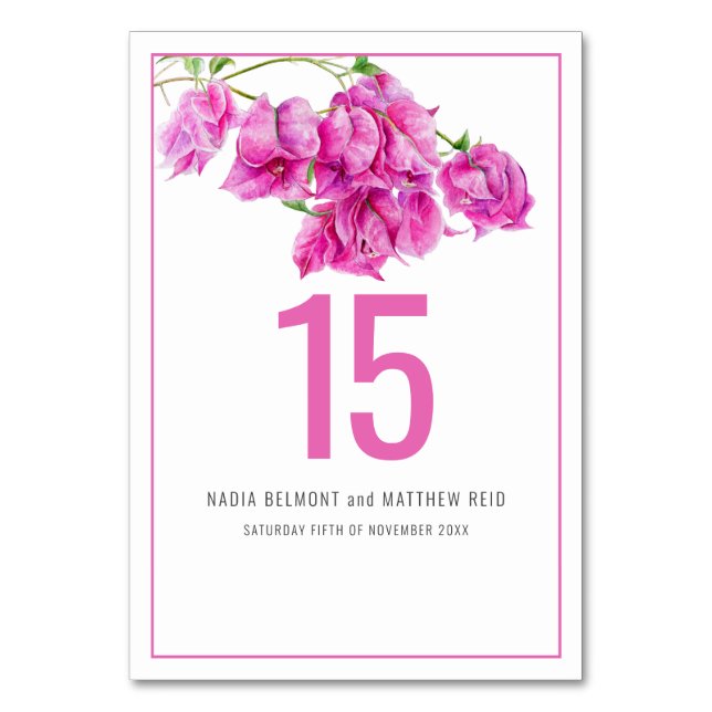 Numéro De Table Bougainvillea papier fleur rose mariage ou événeme (Par défaut)