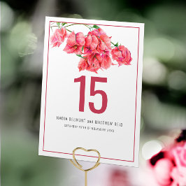 Numéro De Table Bougainvillea papier fleur rouge rose mariage évén