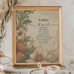 Numéro De Table Bougainvilliers vintages Mariage Art nouveau
