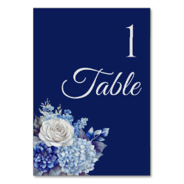 Numéro De Table Bouquet de fleurs bleu aquarelle-Mariage