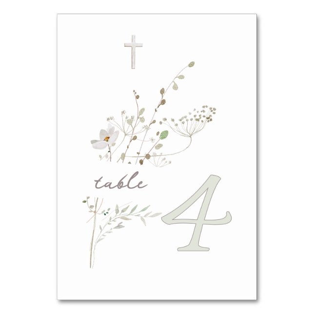 Numéro De Table bouquet fleur sauvage délicat Baptême n 4 (Par défaut)