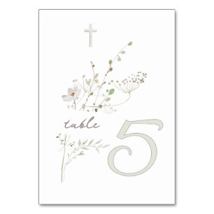 Numéro De Table bouquet fleur sauvage délicat Baptême n 5