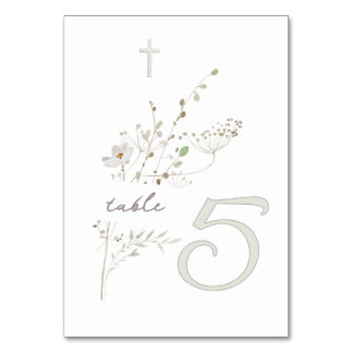 Numéro De Table bouquet fleur sauvage délicat Baptême n 5