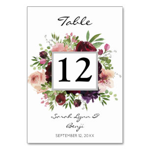 Numéro De Table Bourgogne & Flore Blush 2
