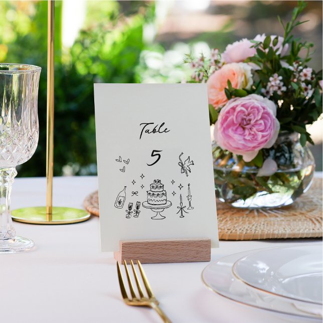 Numéro De Table Bow à lunettes, mariage dessiné à la main (Créateur téléchargé)