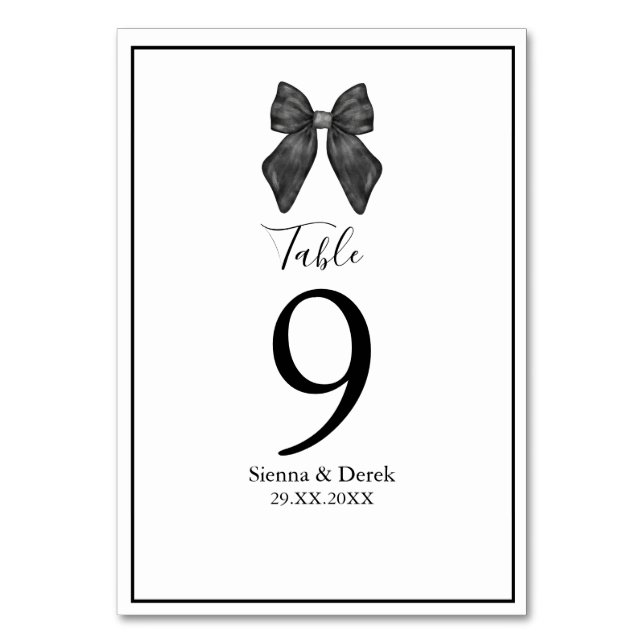 Numéro De Table Bow classique noir et blanc Mariage (Par défaut)