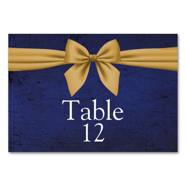 Numéro De Table Bow or bleu foncé (Devant)