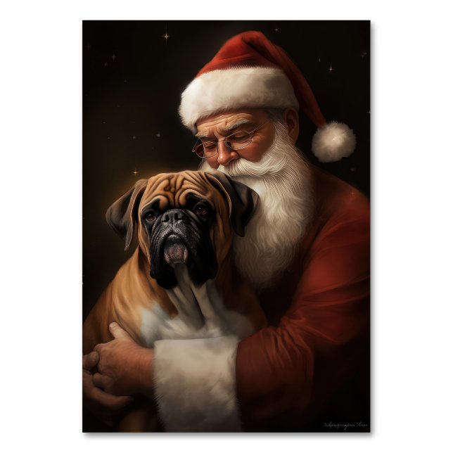 Numéro De Table Boxer avec Noël Festif du Père Noël (Par défaut)