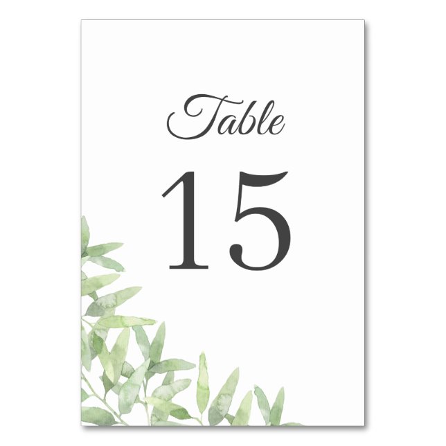 Numéro De Table Branches d'olivier élégantes. Mariage d'été botani (Par défaut)