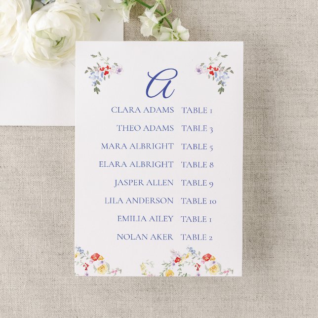 Numéro De Table Bright Floral Border Wedding Seating Charts     (Créateur téléchargé)
