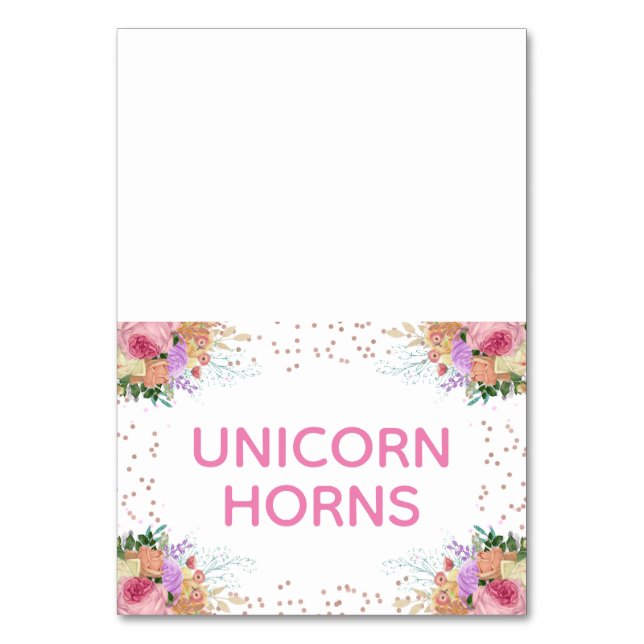 Numéro De Table Bright Floral Unicorn Étiquette alimentaire (Par défaut)