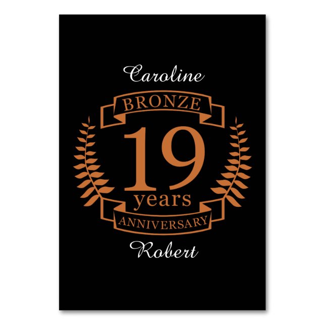 Numéro De Table Bronze anniversaire traditionnel mariage 19 ans (Par défaut)