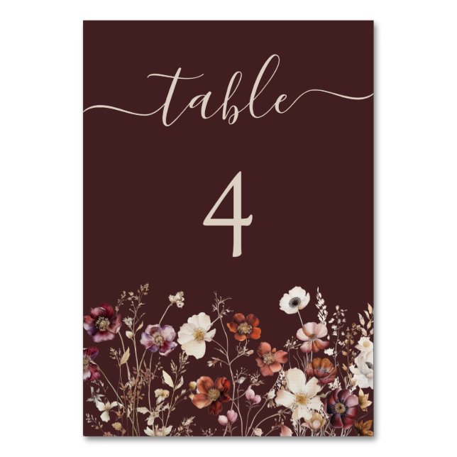 Numéro De Table Brown Fleur sauvage d'automne Mariage (Par défaut)
