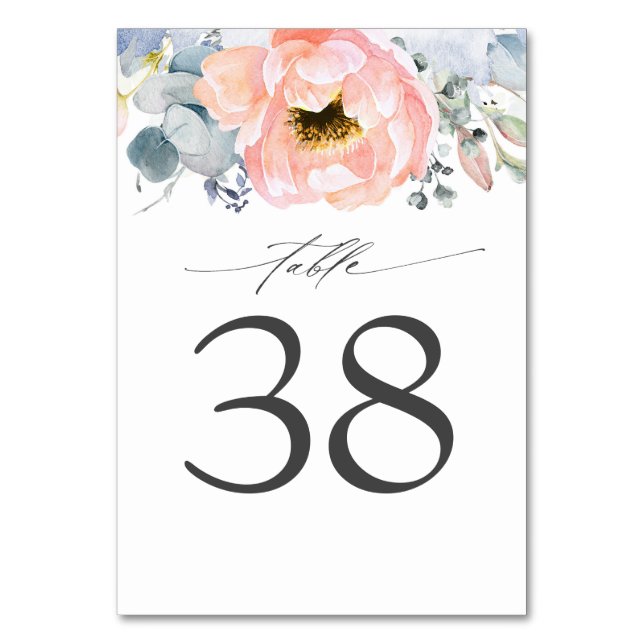Numéro De Table Broyer Floral Dusty Blue Mariage Tableau Numéro Ca (Par défaut)