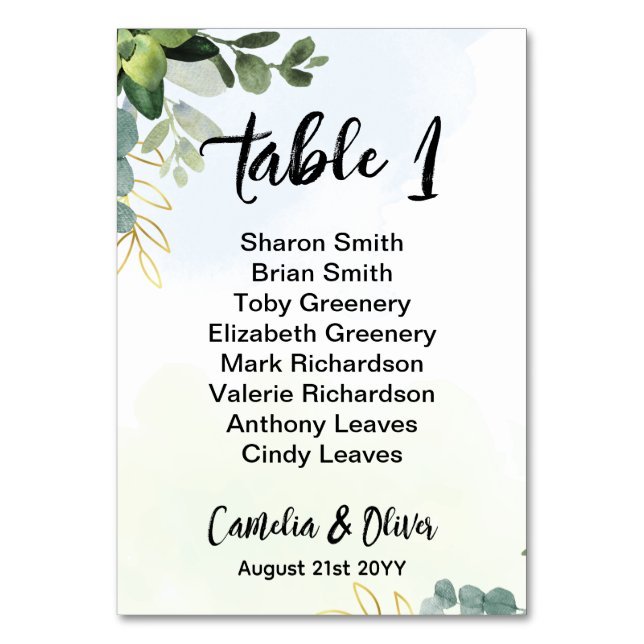 Numéro De Table BUDGET Numéro de tableau Siège Verdure Eucalyptus (Par défaut)