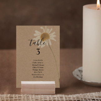 Numéro De Table Budget Rustique Kraft Floral