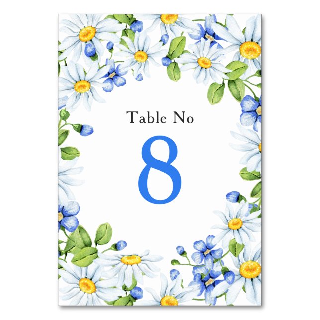 Numéro De Table Bue White Country Daisy Floral Mariage Table Card (Par défaut)