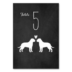 Numéro De Table Bullmastiff Chien Silhouettes Réception de mariage