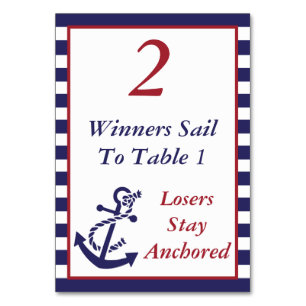 Numéro De Table Bunco Ancre nautique Thème #2