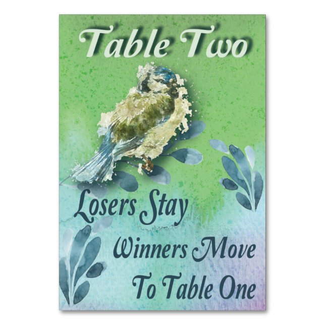 Numéro De Table Bunco d'oiseaux de printemps Table deux aquarelle (Par défaut)
