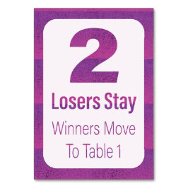 Numéro De Table Bunco Moderne Bande violette Table Deux