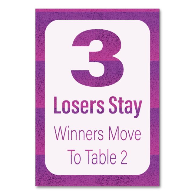 Numéro De Table Bunco Moderne Grille Violette Table Trois (Dos)